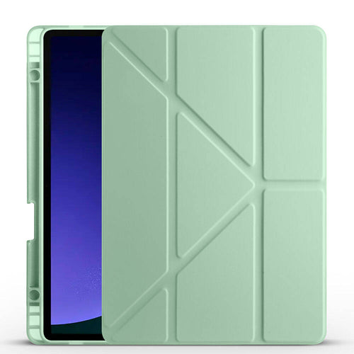 Galaxy Tab S10 Lite Kılıf Zore Tri Folding Kalem Bölmeli Standlı Kılıf - Açık Yeşil