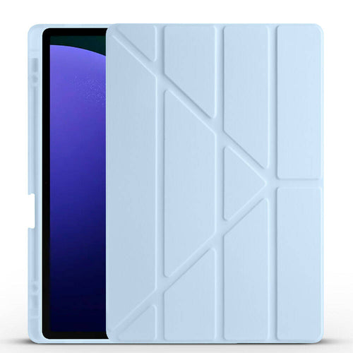 Galaxy Tab S10 Plus Kılıf Zore Tri Folding Kalem Bölmeli Standlı Kılıf - Mavi