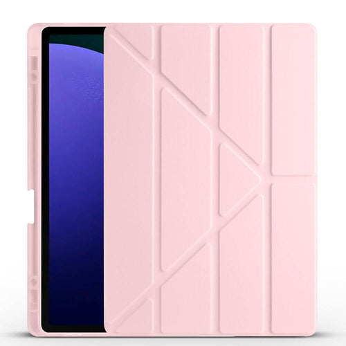Galaxy Tab S10 Plus Kılıf Zore Tri Folding Kalem Bölmeli Standlı Kılıf - Rose Gold