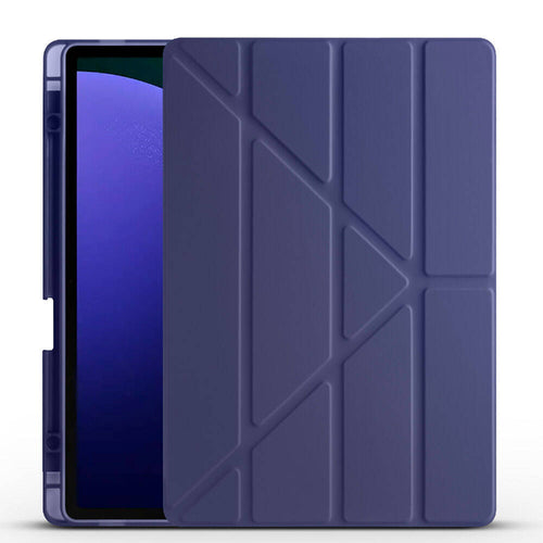 Galaxy Tab S10 Plus Kılıf Zore Tri Folding Kalem Bölmeli Standlı Kılıf - Lacivert