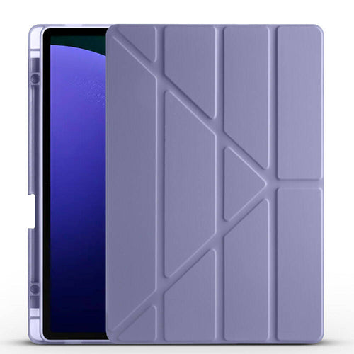Galaxy Tab S10 Plus Kılıf Zore Tri Folding Kalem Bölmeli Standlı Kılıf - Mor