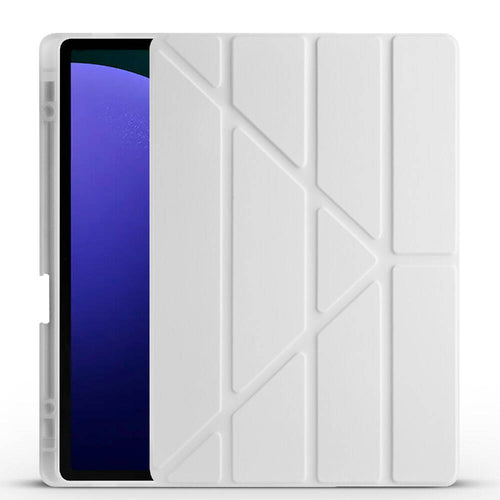 Galaxy Tab S10 Plus Kılıf Zore Tri Folding Kalem Bölmeli Standlı Kılıf - Gri