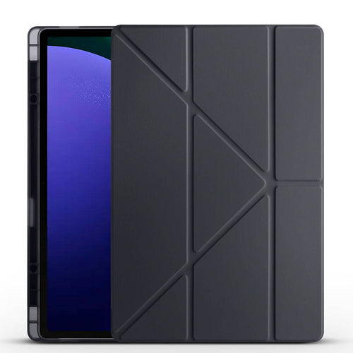 Galaxy Tab S10 Ultra Kılıf Zore Tri Folding Kalem Bölmeli Standlı Kılıf - Siyah