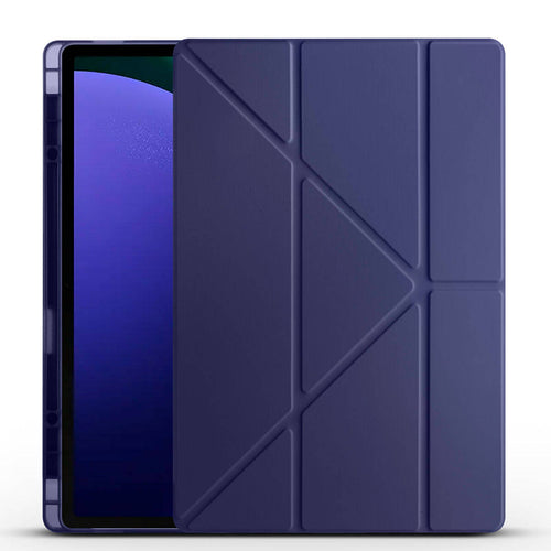 Galaxy Tab S10 Ultra Kılıf Zore Tri Folding Kalem Bölmeli Standlı Kılıf - Lacivert