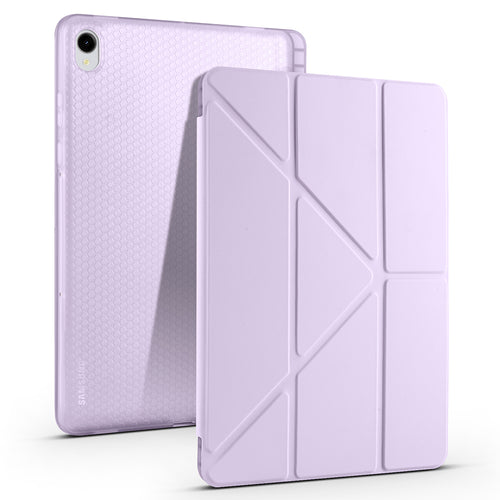 Galaxy Tab S11 Kılıf Zore Tri Folding Kalem Bölmeli Standlı Kılıf - Lila