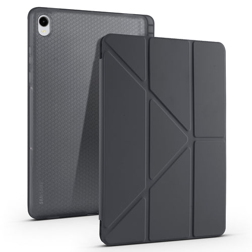 Galaxy Tab S11 Kılıf Zore Tri Folding Kalem Bölmeli Standlı Kılıf - Siyah