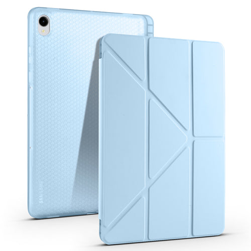 Galaxy Tab S11 Kılıf Zore Tri Folding Kalem Bölmeli Standlı Kılıf - Mavi