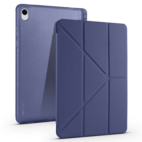 Galaxy Tab S11 Kılıf Zore Tri Folding Kalem Bölmeli Standlı Kılıf - Lacivert