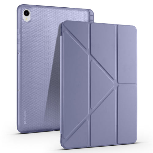 Galaxy Tab S11 Kılıf Zore Tri Folding Kalem Bölmeli Standlı Kılıf - Mor