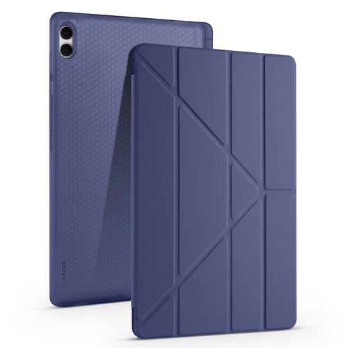 Galaxy Tab S11 Ultra Kılıf Zore Tri Folding Kalem Bölmeli Standlı Kılıf - Lacivert