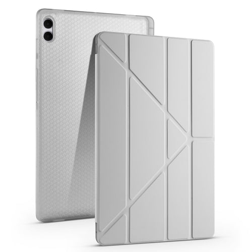 Galaxy Tab S11 Ultra Kılıf Zore Tri Folding Kalem Bölmeli Standlı Kılıf - Gri