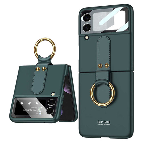 Galaxy Z Flip 3 Kılıf Zore Flip Ring Kıpta Kılıf - Koyu Yeşil