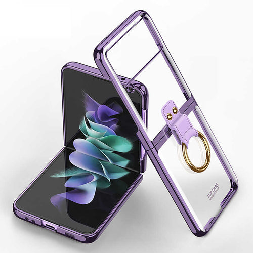 Galaxy Z Flip 3 Kılıf Zore Yüzüklü Kıpta Kılıf - Mor