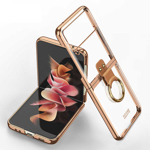 Galaxy Z Flip 3 Kılıf Zore Yüzüklü Kıpta Kılıf - Gold