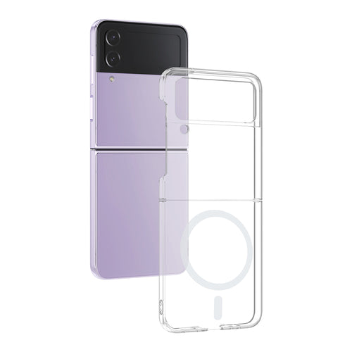 Galaxy Z Flip 4 Kamera Korumalı M-Safe Şarj Özellikli Şeffaf Zore London Sert PC Kılıf - Şeffaf