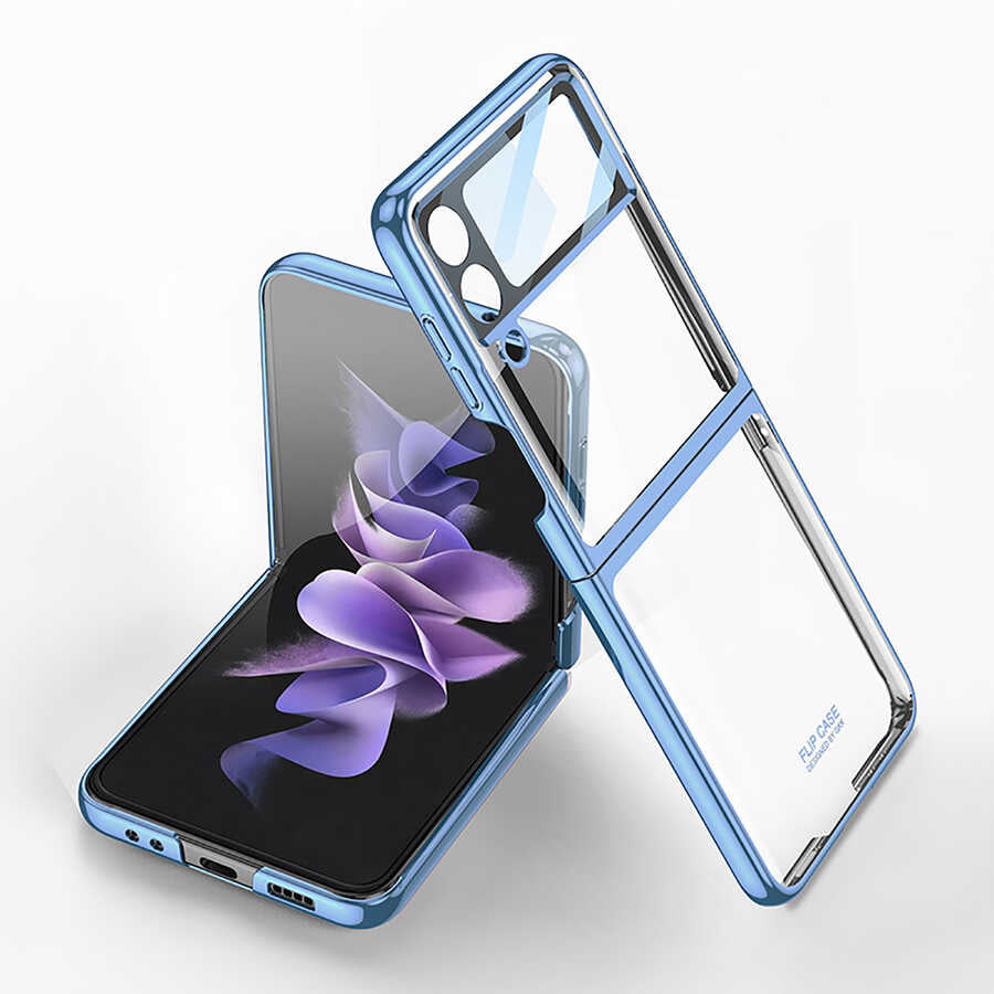 Galaxy Z Flip 4 Kılıf Zore Kıpta Lensli Kılıf - Mavi Açık