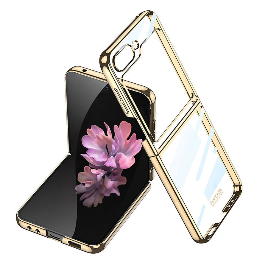 Galaxy Z Flip 6 Kılıf Zore Full Camlı Kıpta Kılıf - Gold
