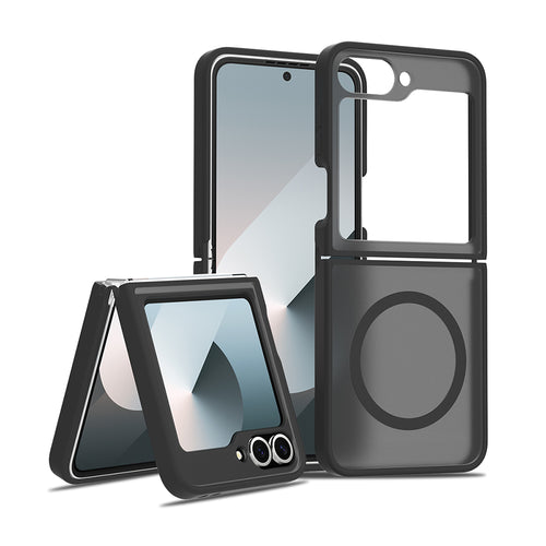 Galaxy Z Flip 7 FE Kılıf M-Safe Şarj Özellikli Kamera Korumalı Zore Lunex Kılıf - Siyah