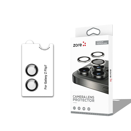Galaxy Z Flip 7 Zore CL-12 Premium Safir Parmak İzi Bırakmayan Anti-Reflective Kamera Lens Koruyucu - Siyah