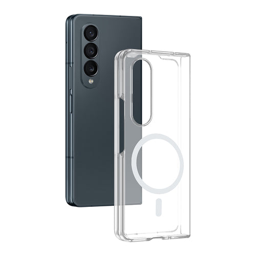 Galaxy Z Fold 4 Kamera Korumalı M-Safe Şarj Özellikli Şeffaf Zore London Sert PC Kılıf - Şeffaf