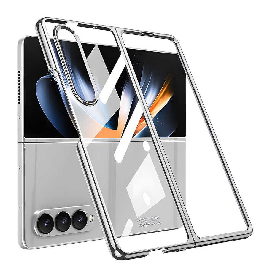 Galaxy Z Fold 4 Kılıf Zore Full Camlı Kıpta Kılıf - Gümüş