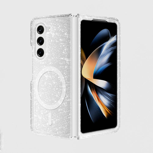 Galaxy Z Fold 6 Kılıf M-safe Şarj Özellikli Parlayan Simli Saydam Renkli Zore Allstar Kılıf - Şeffaf