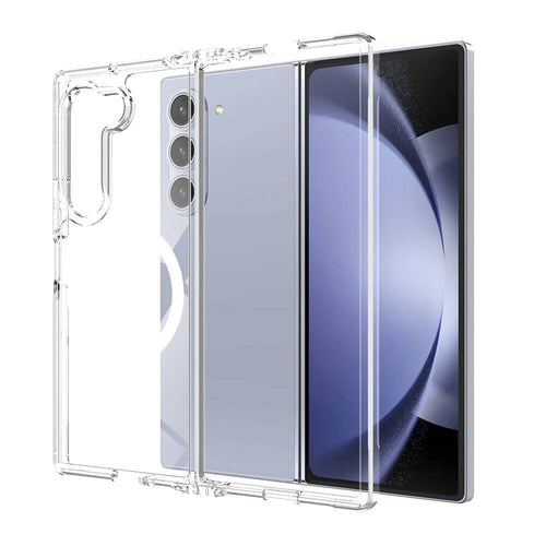 Galaxy Z Fold 6 Kılıf M-safe Şarj Özellikli Şeffaf Sert PC Zore Embos Kılıf - Şeffaf