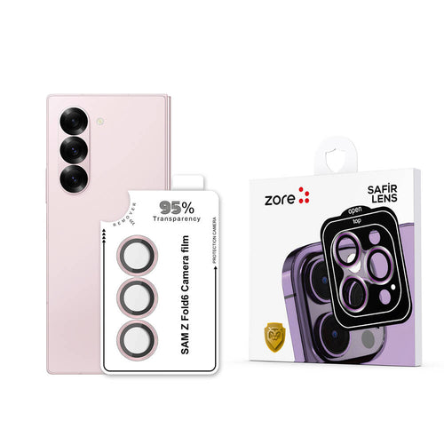 Galaxy Z Fold 6 Zore CL-11 Safir Parmak İzi Bırakmayan Anti-Reflective Kamera Lens Koruyucu - Pembe