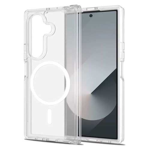 Galaxy Z Fold 7 Kılıf M-safe Şarj Özellikli Şeffaf Sert PC Zore Embos Kılıf - Şeffaf