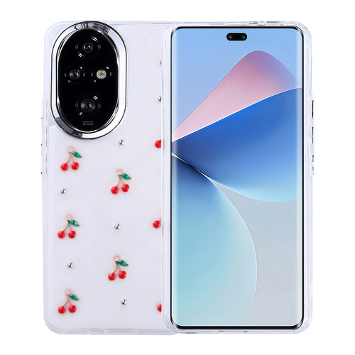 Honor 200 Kılıf Airbag Tasarımlı Simli Şeffaf Zore Kutup Kılıf - Kiraz