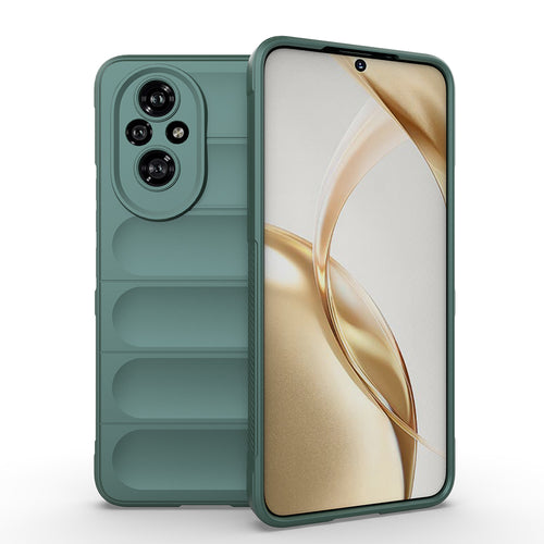 Honor 200 Kılıf Esnek TPU Oyuklu Arka Yüzey Tasarımlı Zore Etnik Silikon Kılıf - Koyu Yeşil