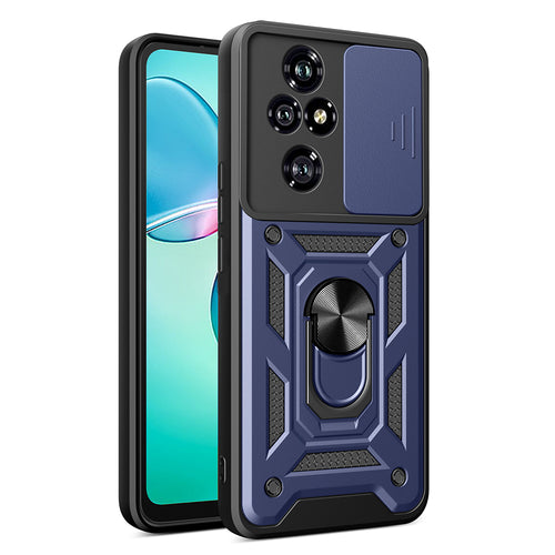 Honor 200 Pro Kılıf Magnetik Standlı Kamera Korumalı Zore Sürgülü Vega Kılıf - Mavi