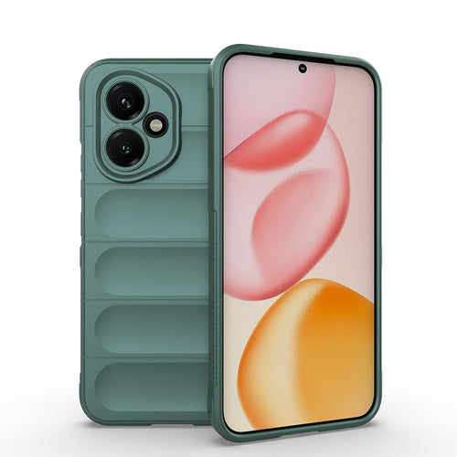 Honor 400 Kılıf Esnek TPU Oyuklu Arka Yüzey Tasarımlı Zore Etnik Silikon Kılıf - Koyu Yeşil