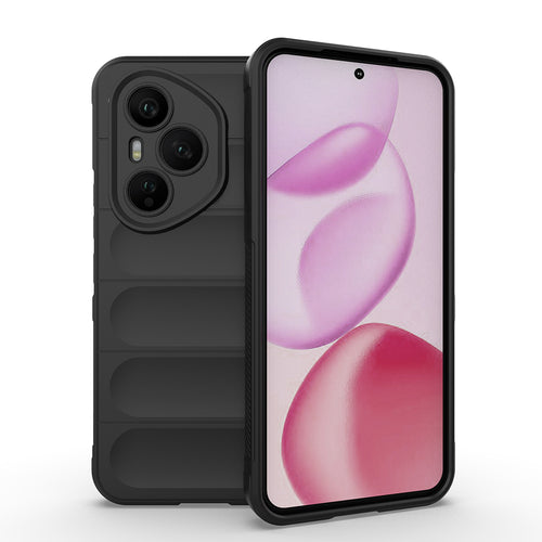 Honor 400 Pro Kılıf Esnek TPU Oyuklu Arka Yüzey Tasarımlı Zore Etnik Silikon Kılıf - Siyah