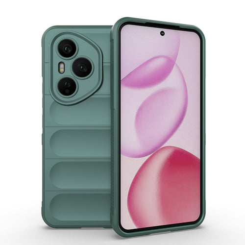 Honor 400 Pro Kılıf Esnek TPU Oyuklu Arka Yüzey Tasarımlı Zore Etnik Silikon Kılıf - Koyu Yeşil