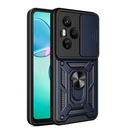 Honor 400 Pro Kılıf Magnetik Standlı Kamera Korumalı Zore Sürgülü Vega Kılıf - Mavi