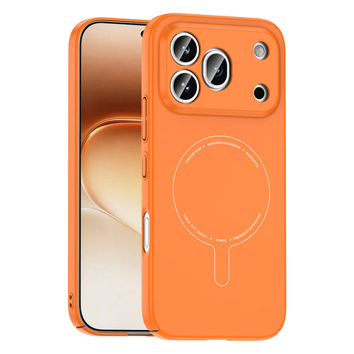 Honor 600 Pro 5G Kılıf M-Safe Şarj Özellikli Kamera Korumalı Zore Elio Sert PC Kılıf - Turuncu