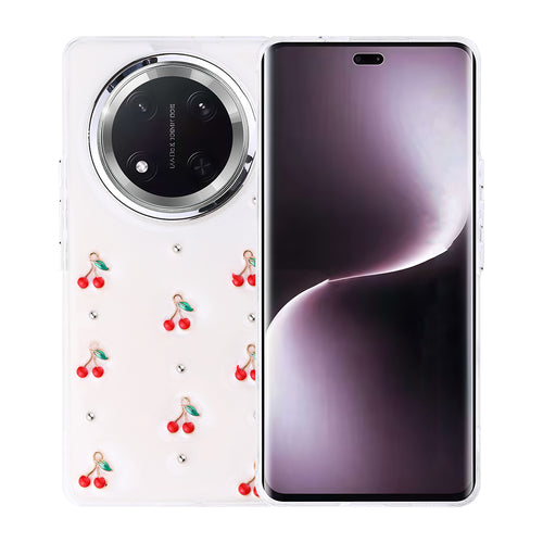 Honor Magic 7 Lite Kılıf Airbag Tasarımlı Simli Şeffaf Zore Kutup Kılıf - Kiraz