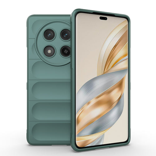 Honor Magic 7 Lite Kılıf Esnek TPU Oyuklu Arka Yüzey Tasarımlı Zore Etnik Silikon Kılıf - Koyu Yeşil