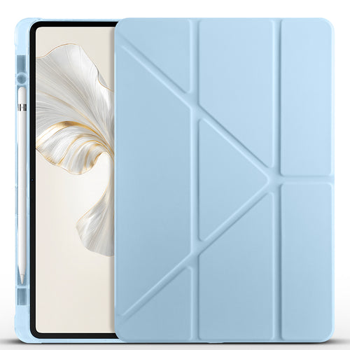 Honor Pad 9 Kılıf Zore Tri Folding Kalem Bölmeli Standlı Kılıf - Mavi