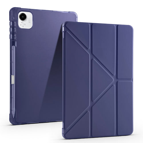 Honor Pad X9 Pro Kılıf Zore Tri Folding Kalem Bölmeli Standlı Kılıf - Lacivert