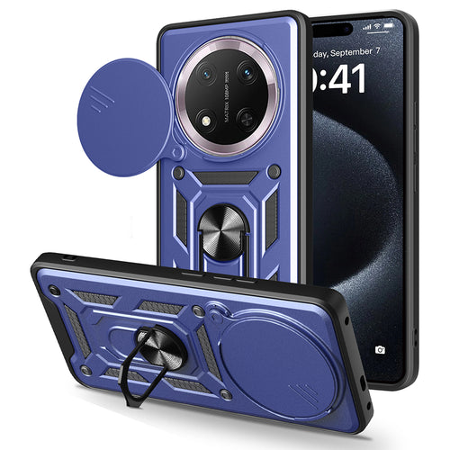 Honor X9C Kılıf Magnetik Standlı Kamera Korumalı Zore Sürgülü Vega Kılıf - Mavi