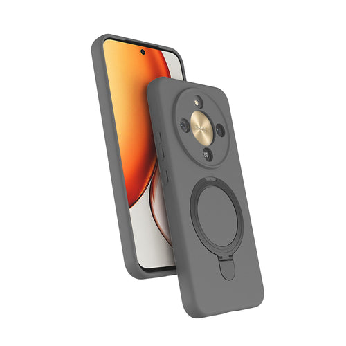 Honor X9D Kılıf M-safe Şarj Özellikli Standlı Zore Samara Kılıf - Titanyum-Gri