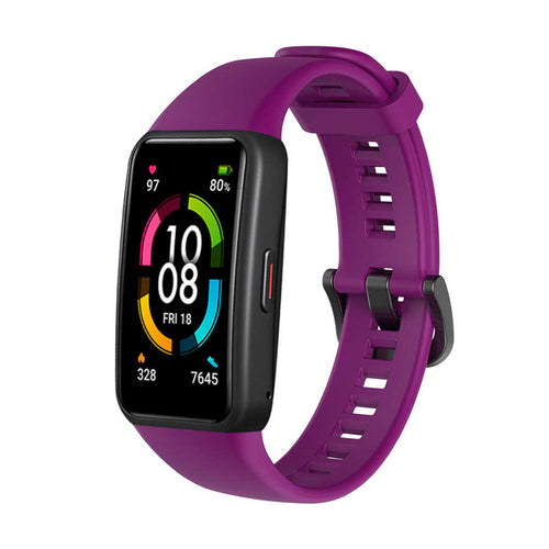 Huawei Band 6 Zore KRD-47 Silikon Kordon - Mürdüm