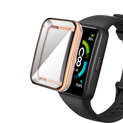 Huawei Band 7 Zore Watch Gard 09 Koruyucu Silikon - Rose Gold