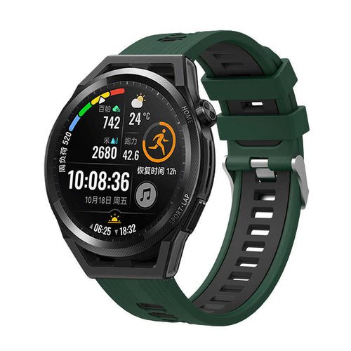 Huawei GT2 42mm KRD-55 Silikon Kordon - Yeşil-Siyah