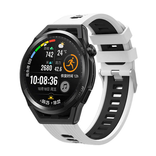 Huawei GT2 42mm KRD-55 Silikon Kordon - Beyaz-Siyah