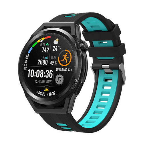Huawei GT2 42mm KRD-55 Silikon Kordon - Siyah-Mavi