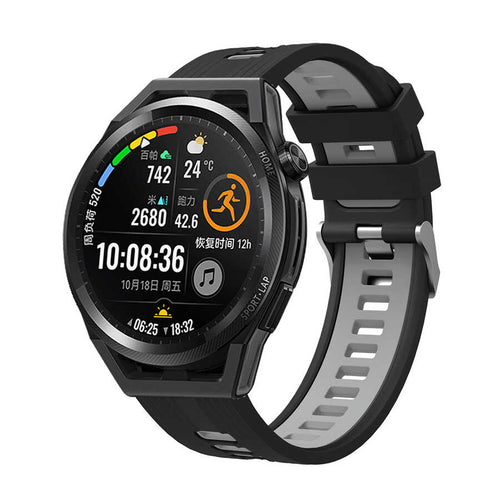 Huawei GT2 42mm KRD-55 Silikon Kordon - Siyah-Gri