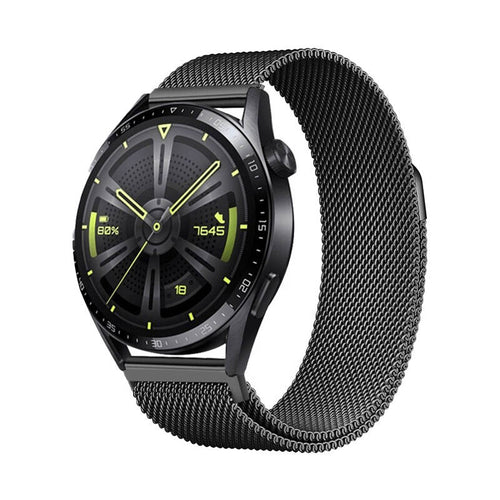 Huawei GT2 42mm Zore Band-12 20mm Metal Hasır Kordon - Siyah